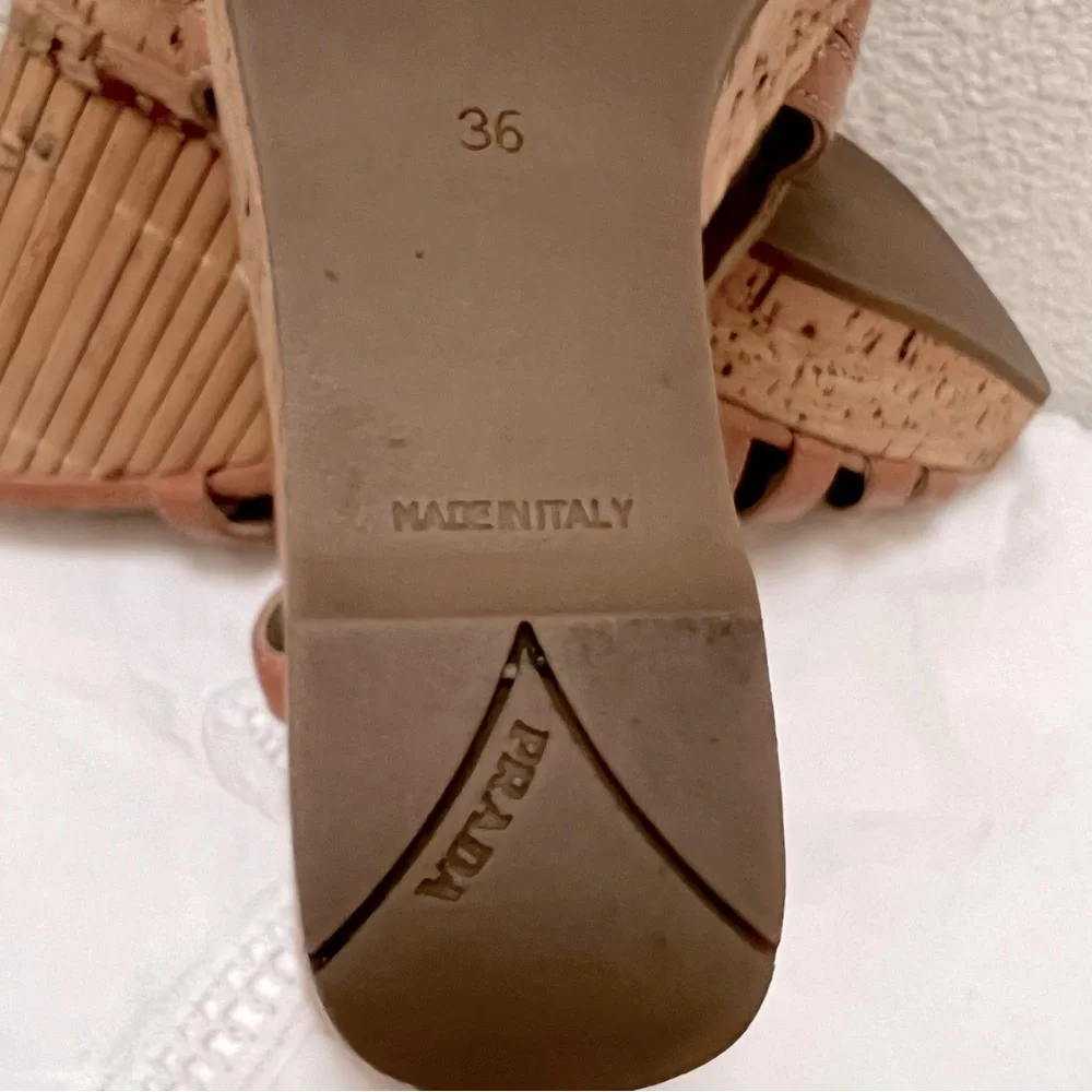 Prada Bamboo and Cork Wedge Heels